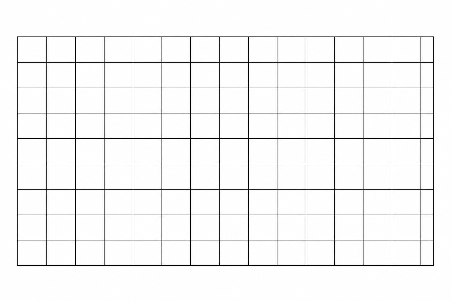 A 14 by 7 centimetre grid for drawing a triangle.