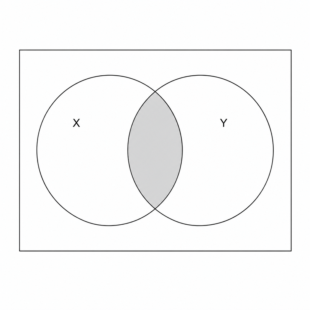 Blank Venn diagram with two overlapping circles labeled X and Y.