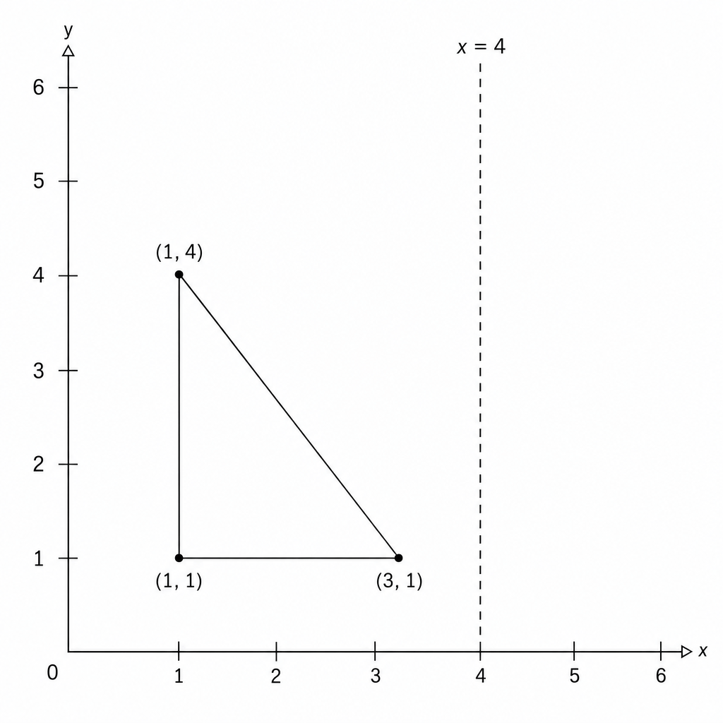 A coordinate grid with a triangle.