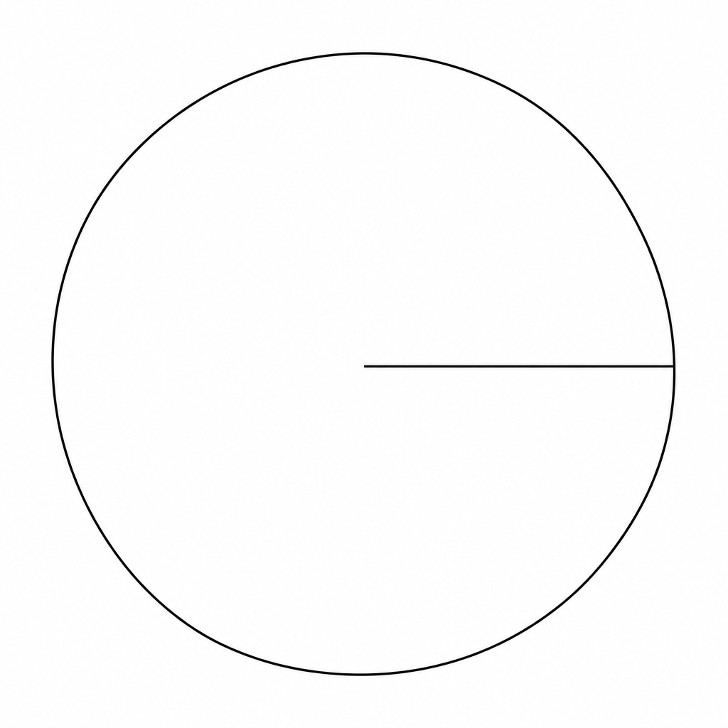 A large circle with a horizontal radius line.