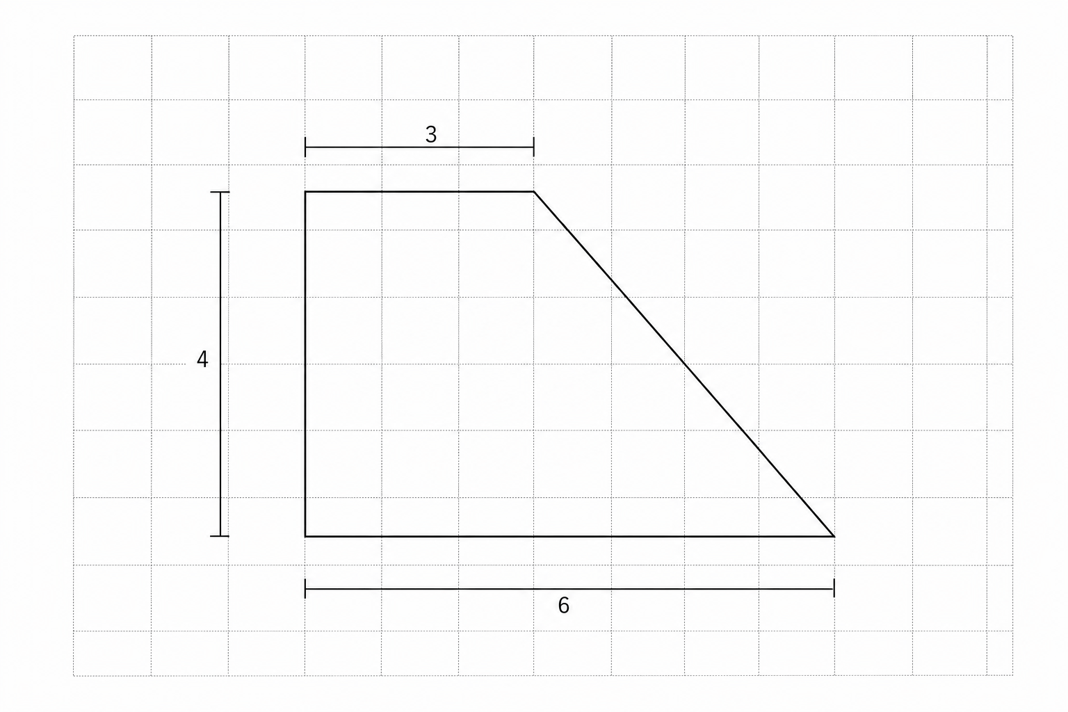 A trapezium drawn on a centimetre grid.