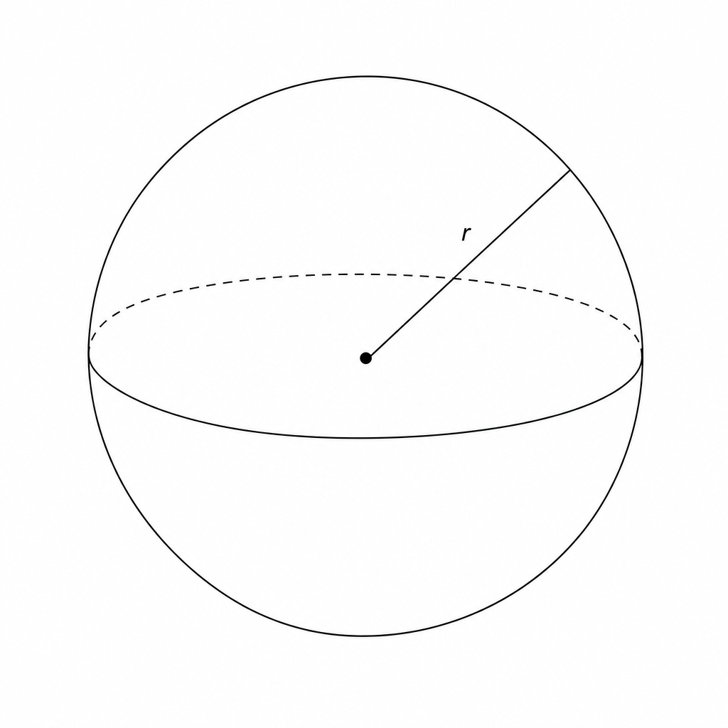 Diagram of a sphere with radius r.