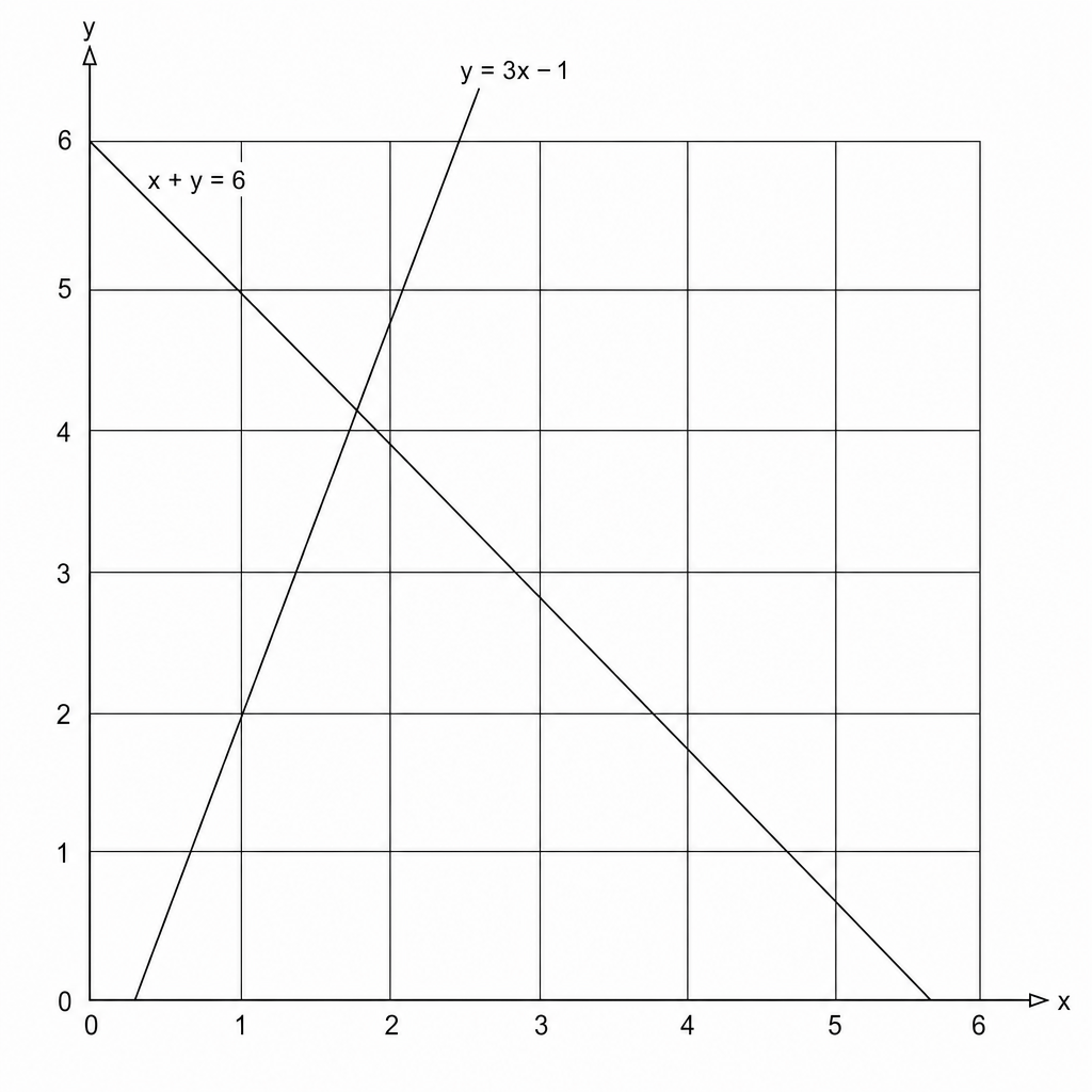 Coordinate grid with two lines