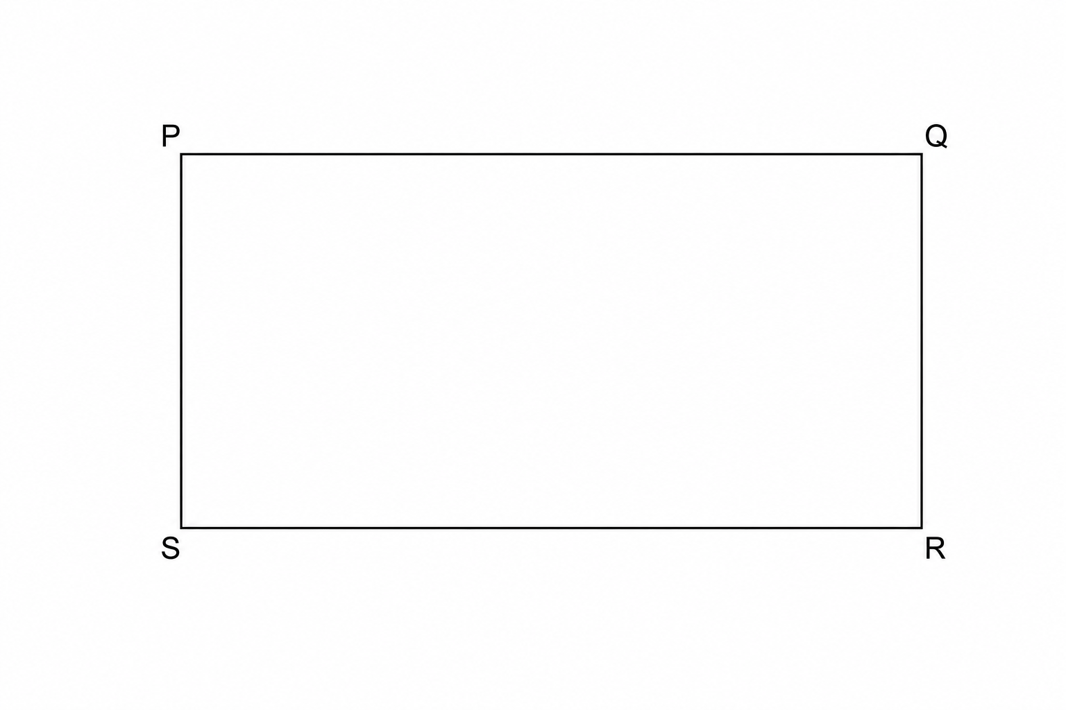 A scale drawing of a garden, represented by a rectangle with vertices labeled P, Q, R, and S.