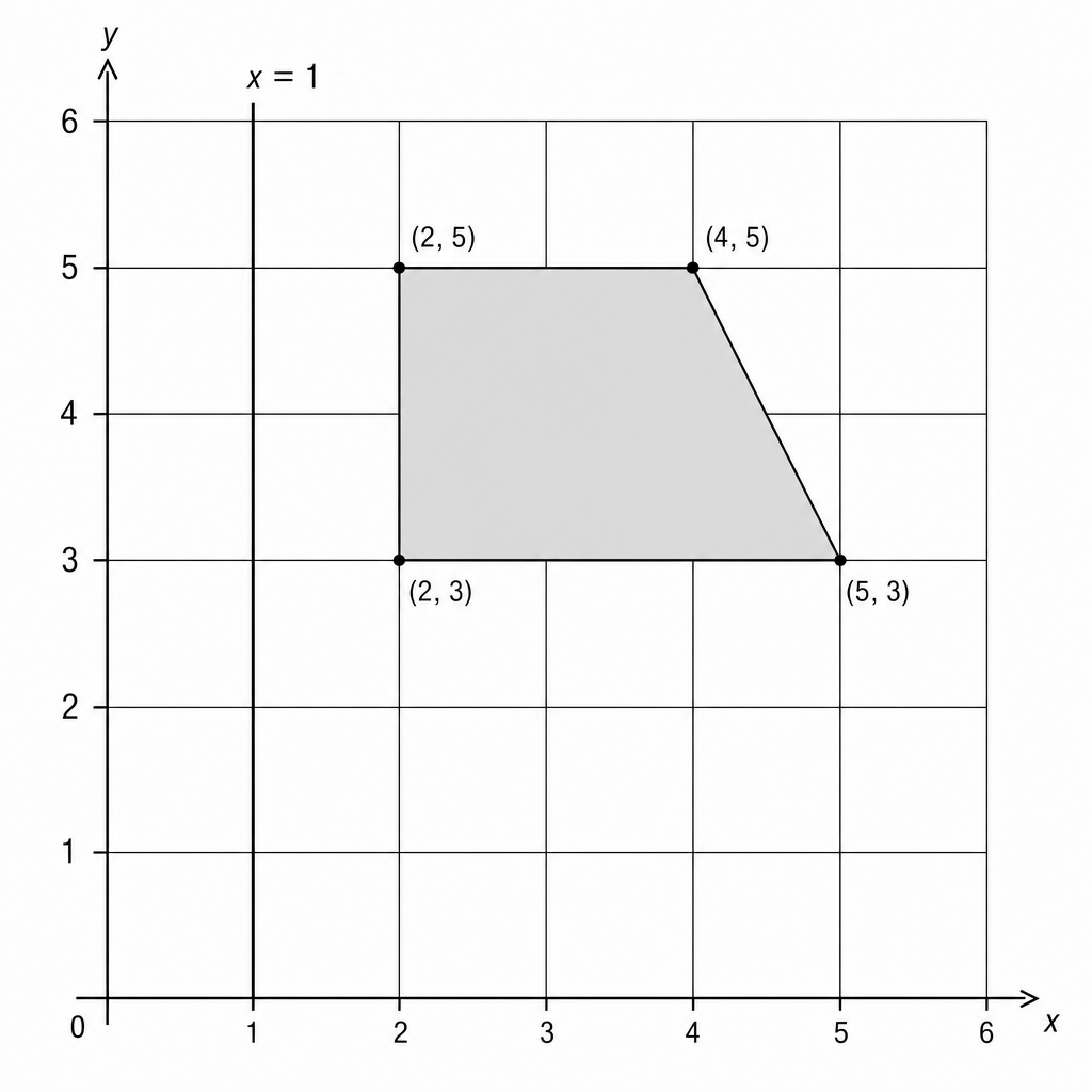 A coordinate grid with a trapezium.