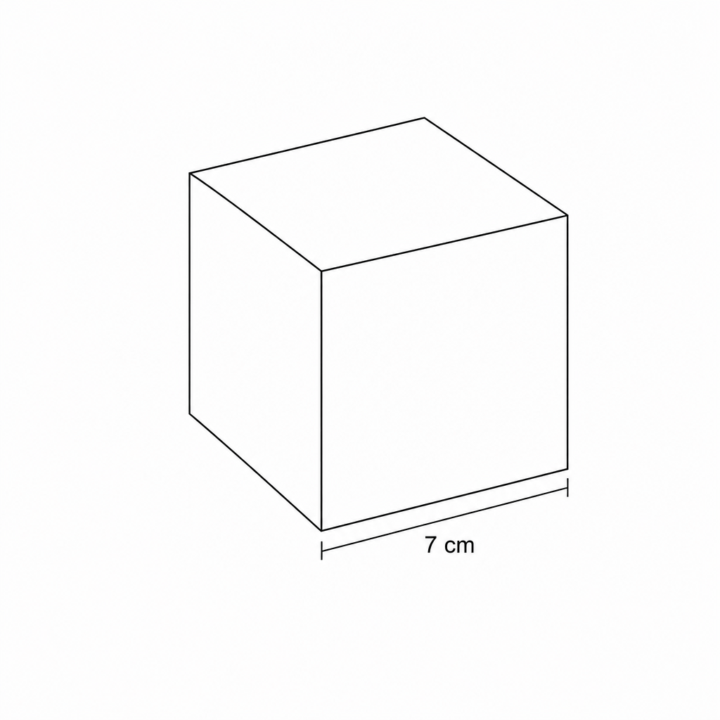 Diagram of a cube with side length 7 cm.