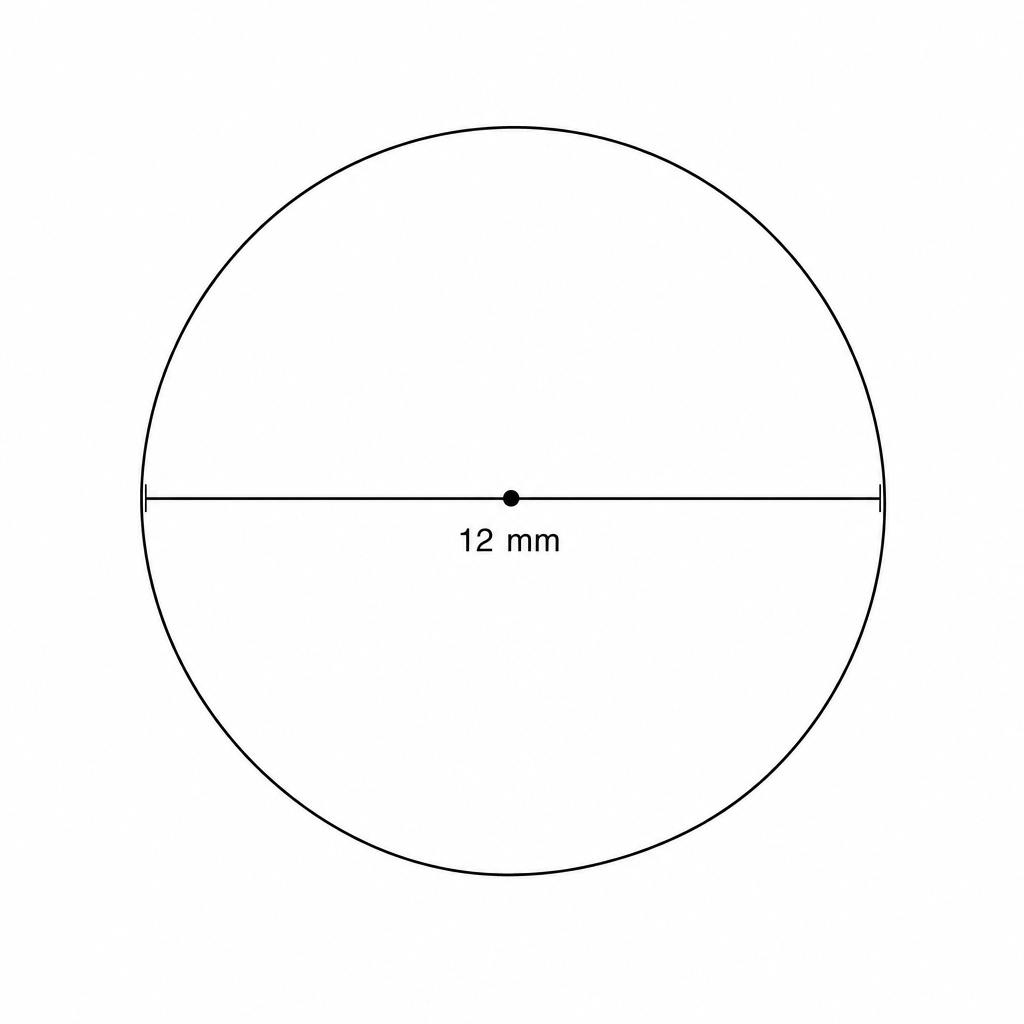 A circle with a diameter of 12 mm.