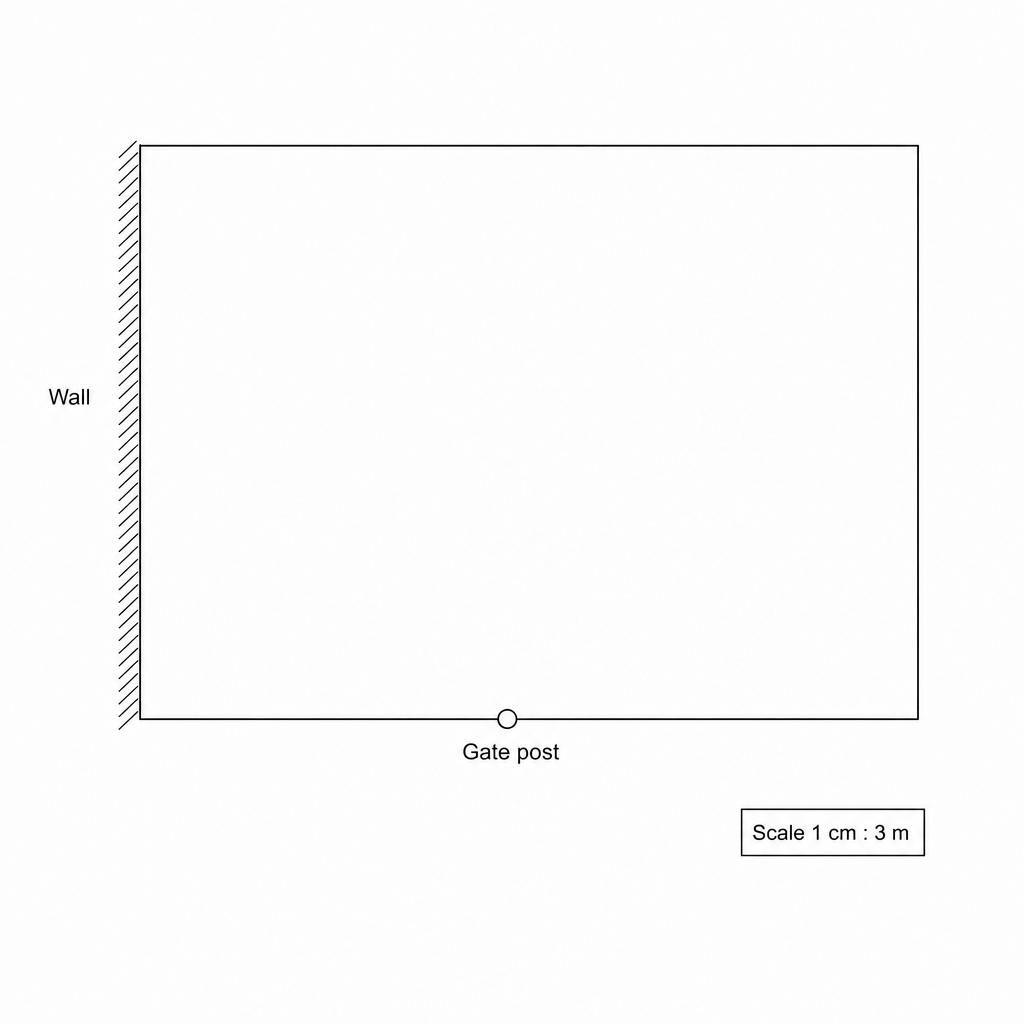 A scale drawing of a farm yard.
