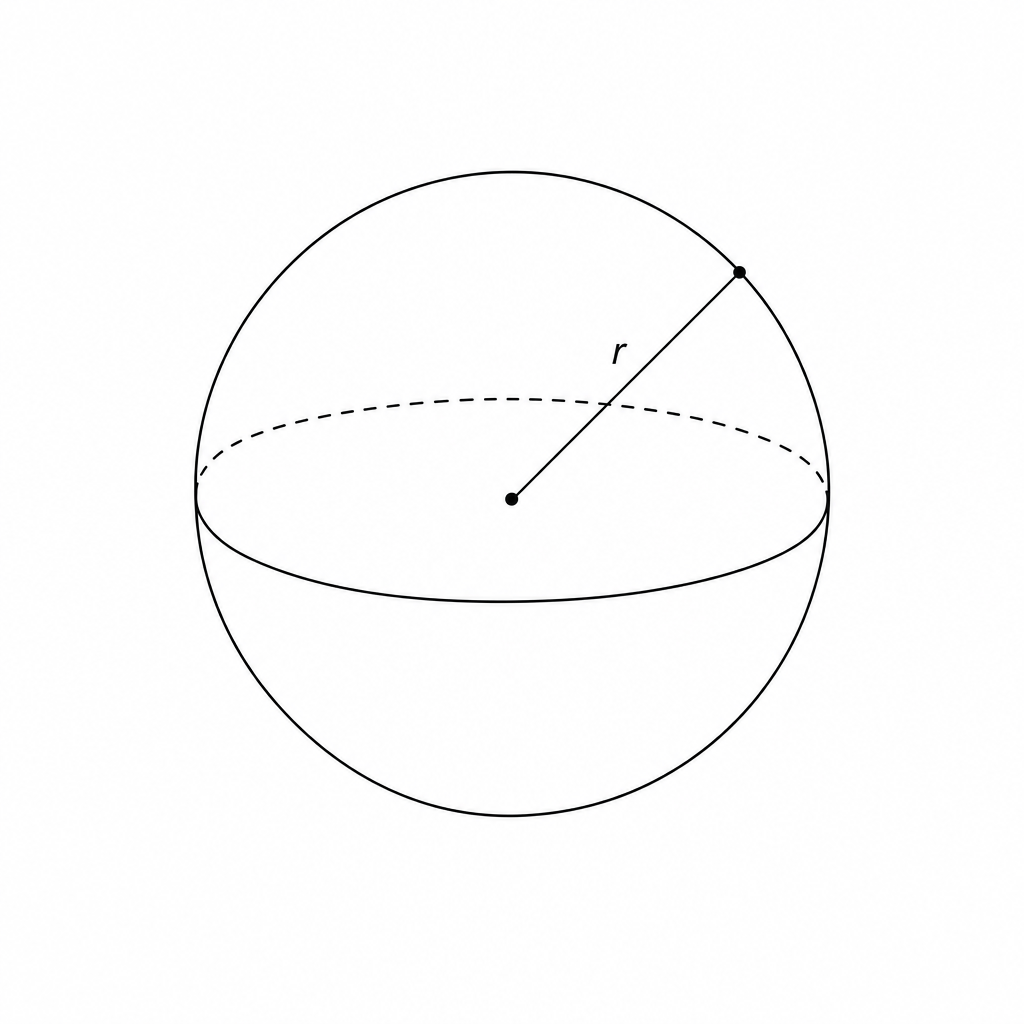 Small diagram of a sphere with radius r.