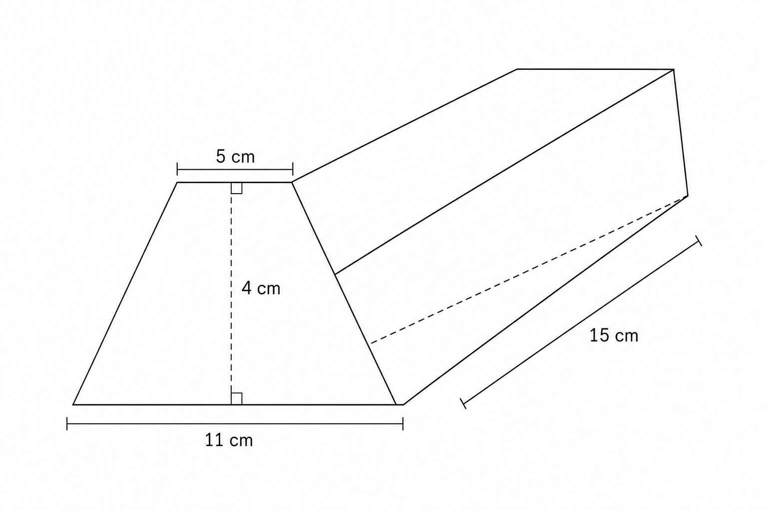 Diagram of a prism with a trapezoidal cross-section.