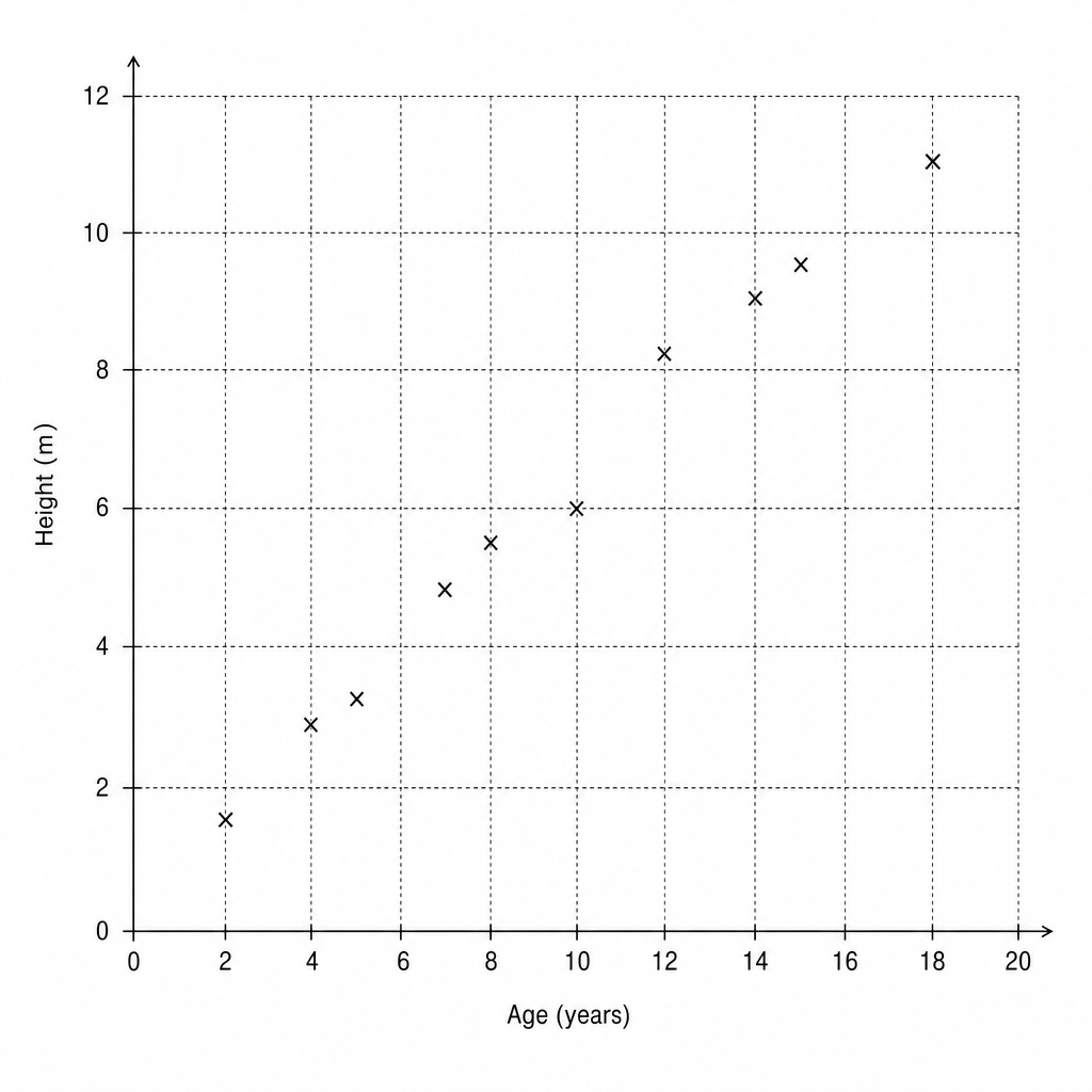 Scatter graph showing Tree Age vs Height.