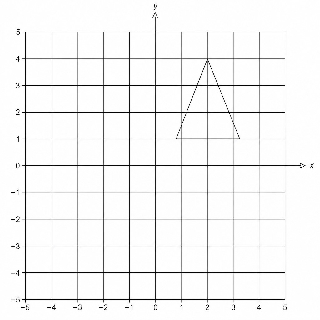 A 10x10 grid with a blue isosceles triangle.