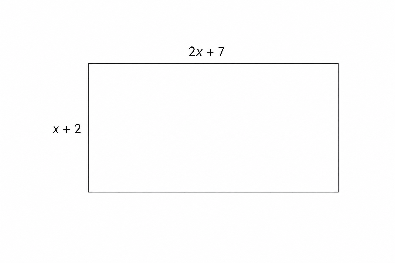A rectangle with length 2x + 7 and width x + 2.