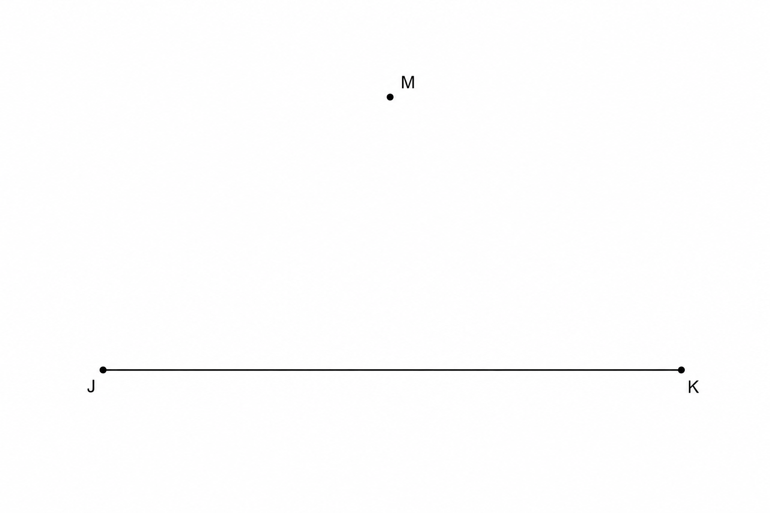 Diagram showing a line JK and a point M.