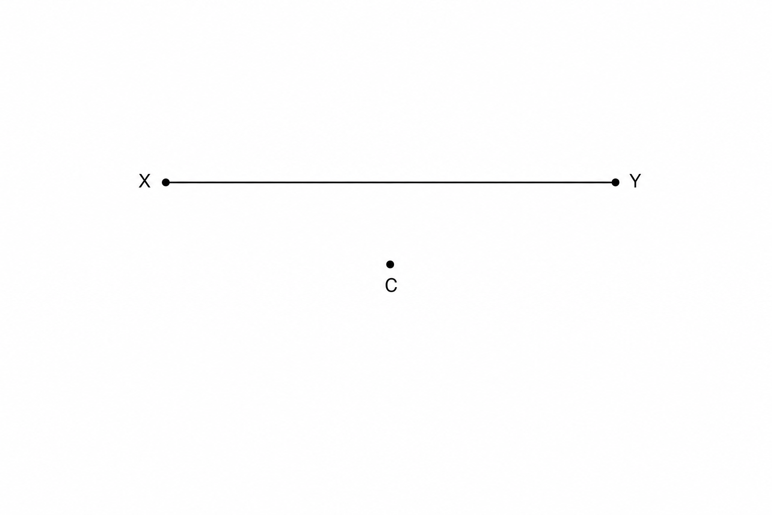 A horizontal line segment XY with a point C positioned below it.