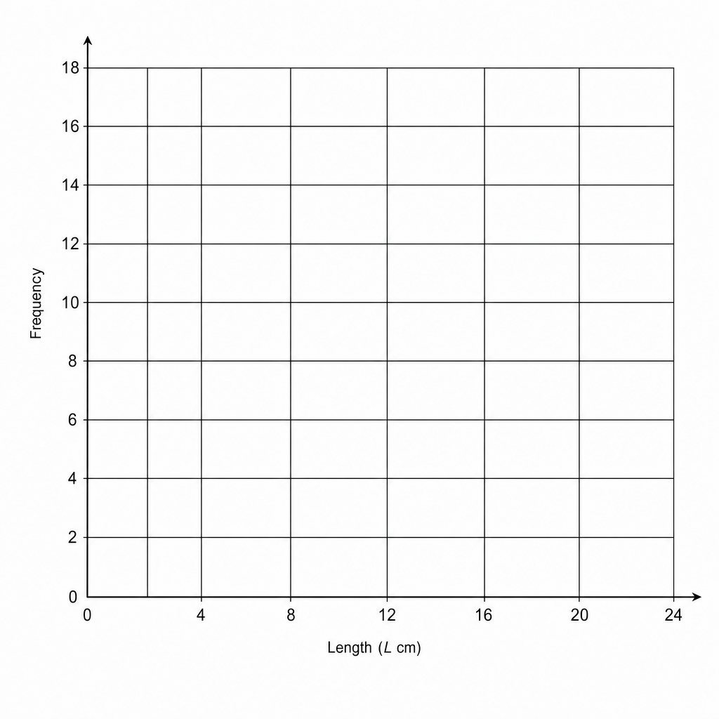 A blank coordinate grid for drawing a frequency polygon.