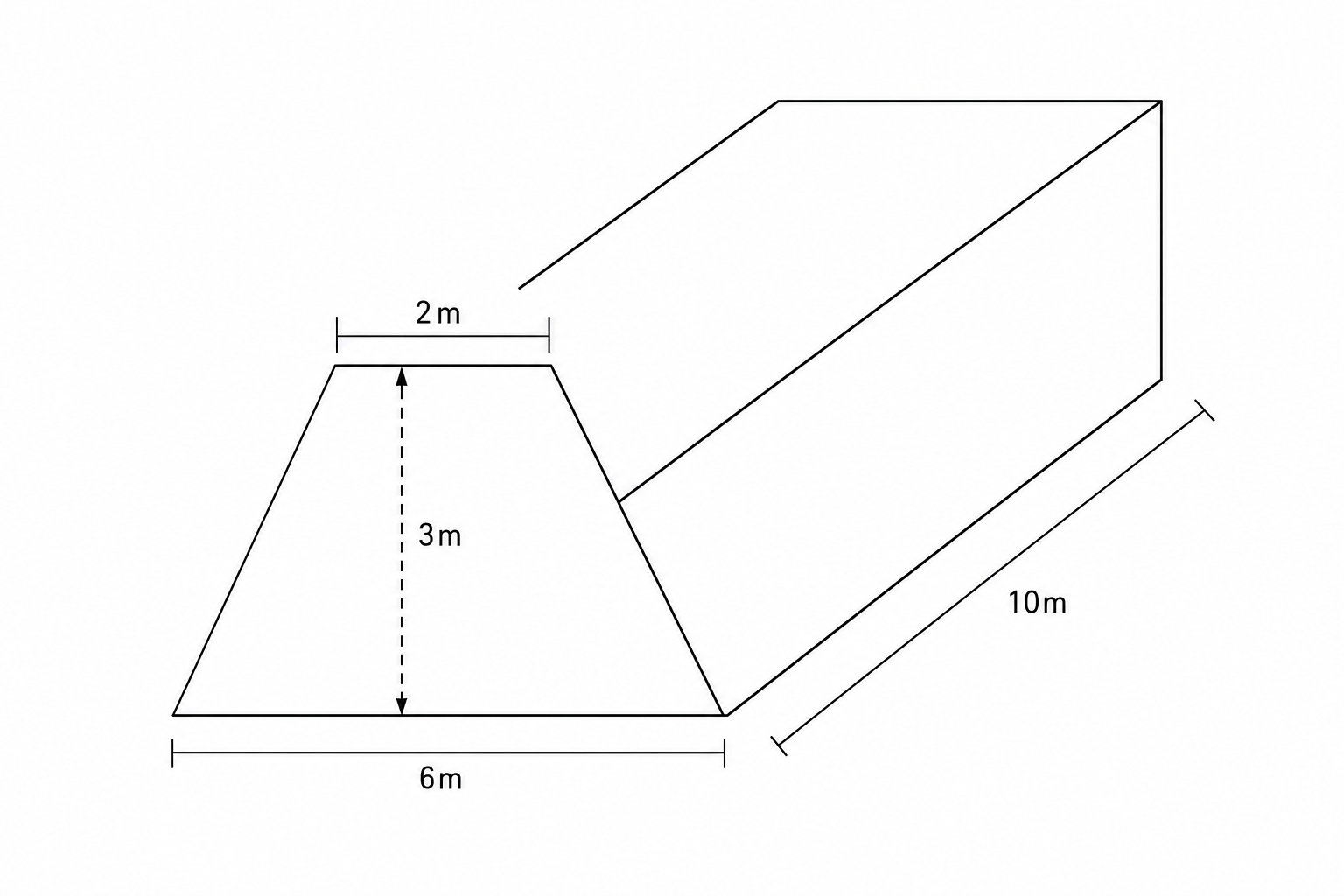 Diagram of a prism with a trapezoidal cross-section.