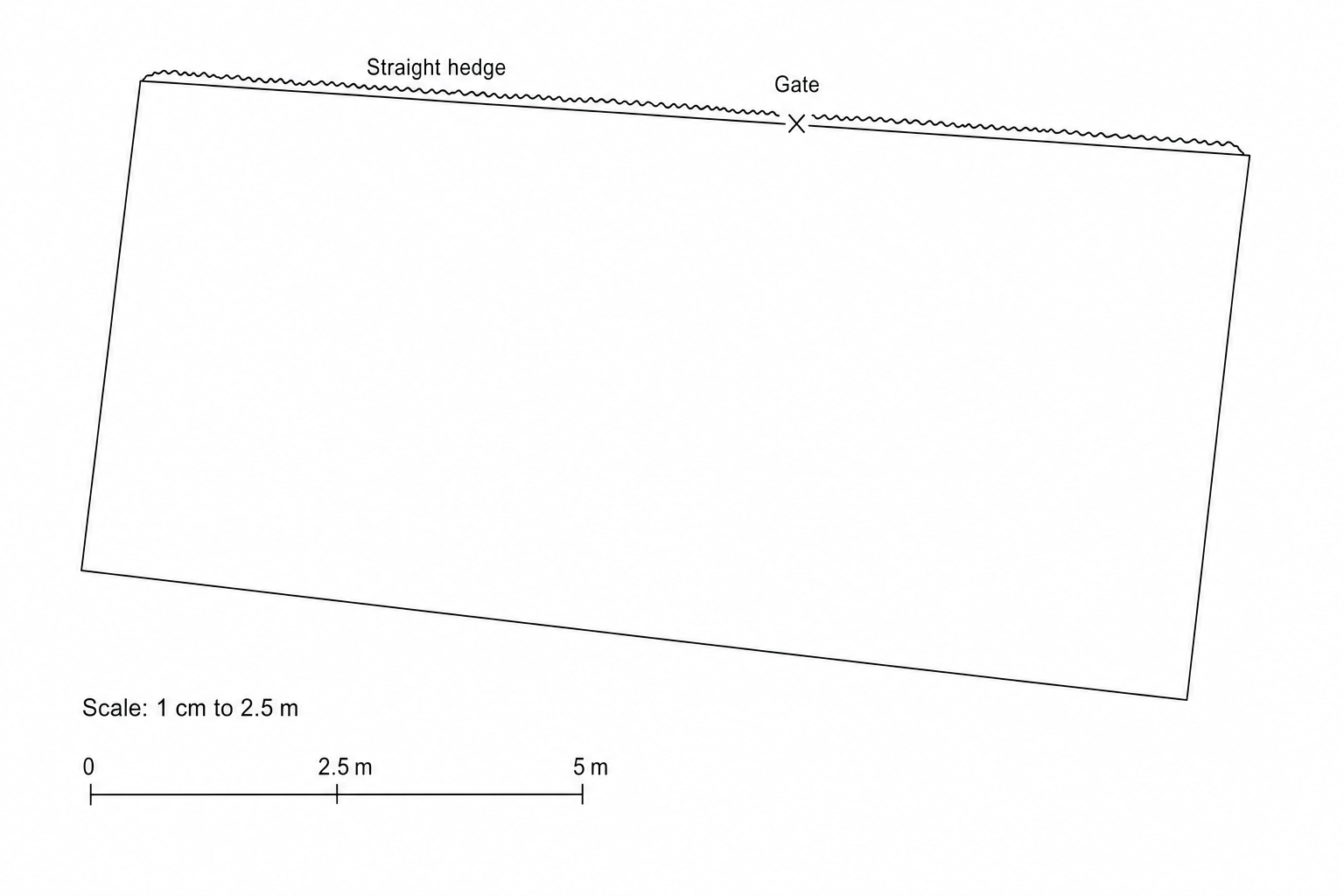 A scale drawing of a field.