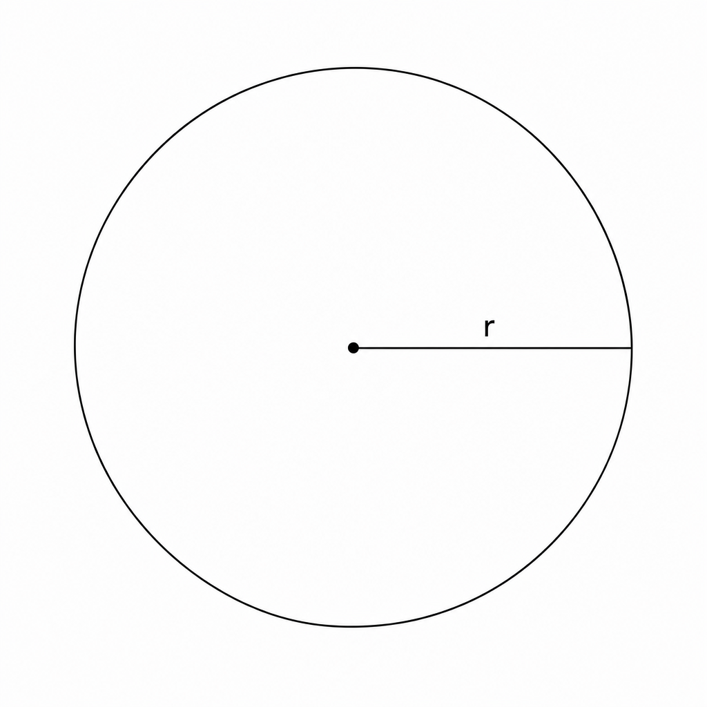 Small diagram of a sphere with radius r.