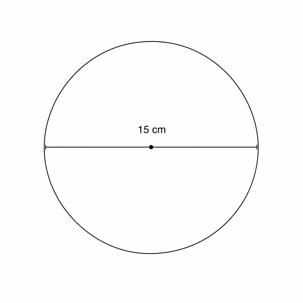 A circle with a diameter of 15 cm.