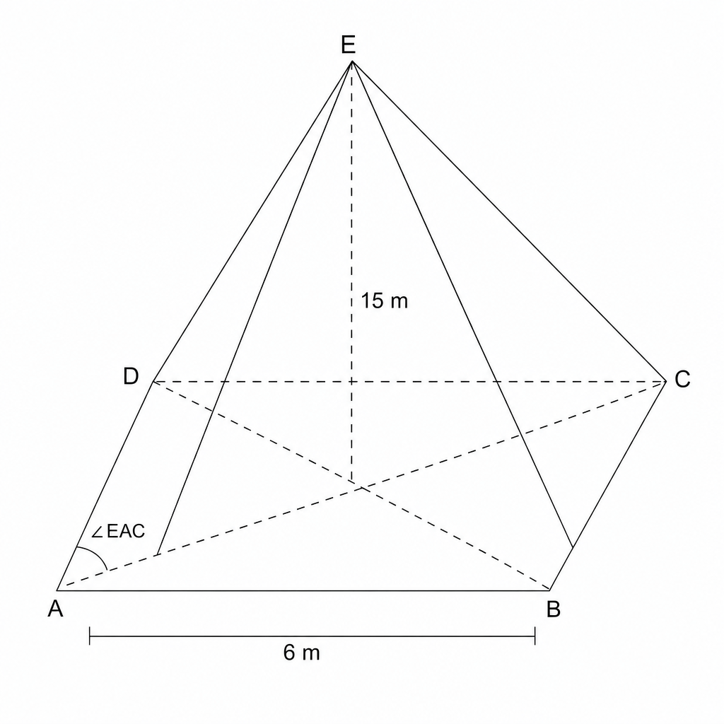 Diagram of a square-based pyramid EABCD.