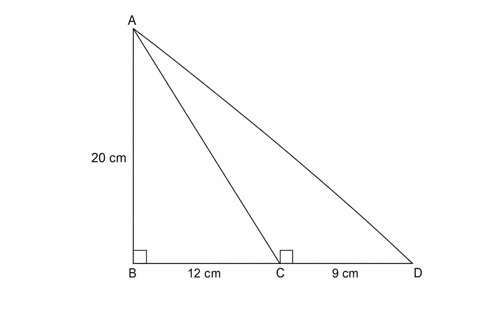Two connected right-angled triangles