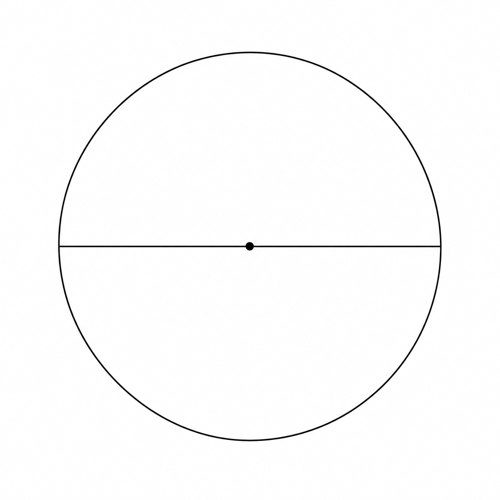 A circle with a diameter line.