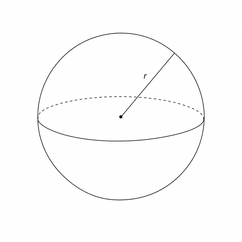 Diagram of a sphere with radius r.