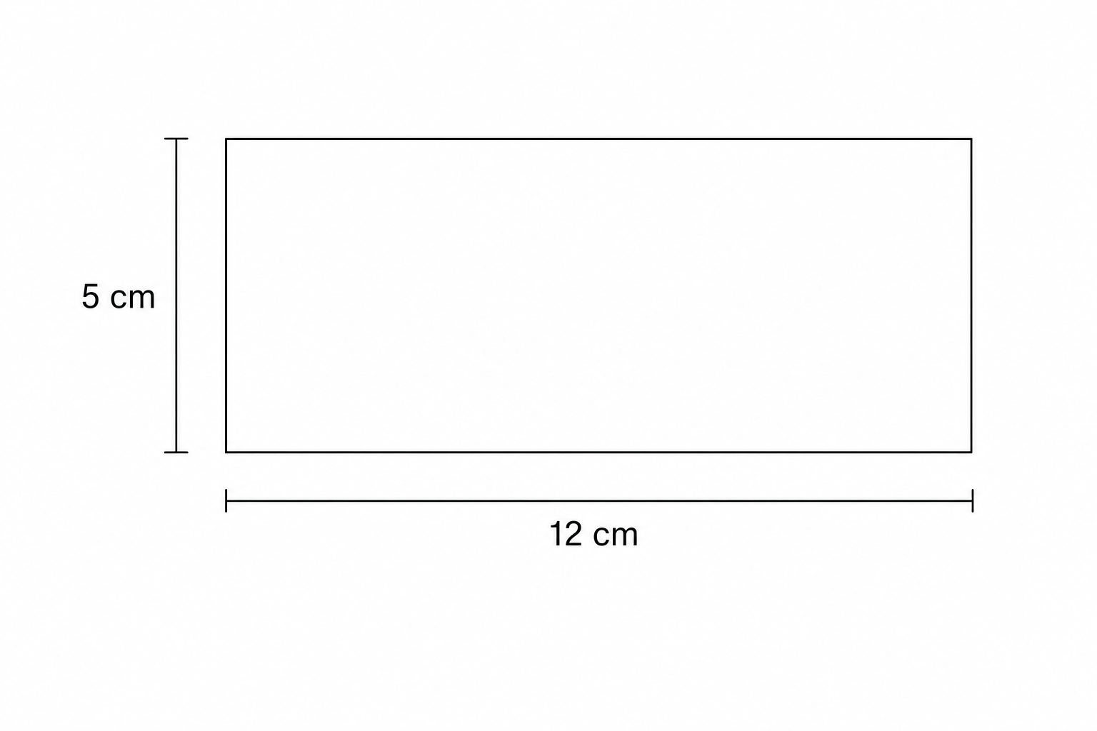 A rectangle with side lengths 12 cm and 5 cm.