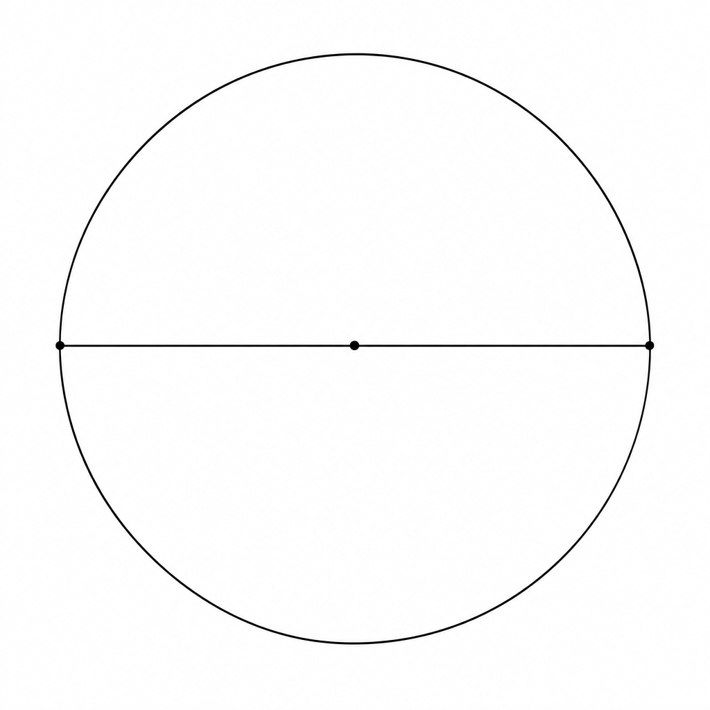 A circle with a diameter.