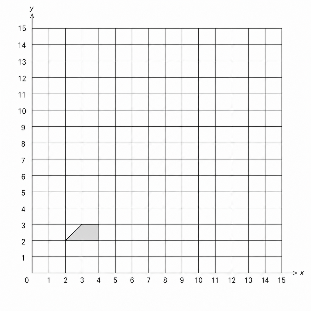 A 15x15 grid with a shaded trapezoid.