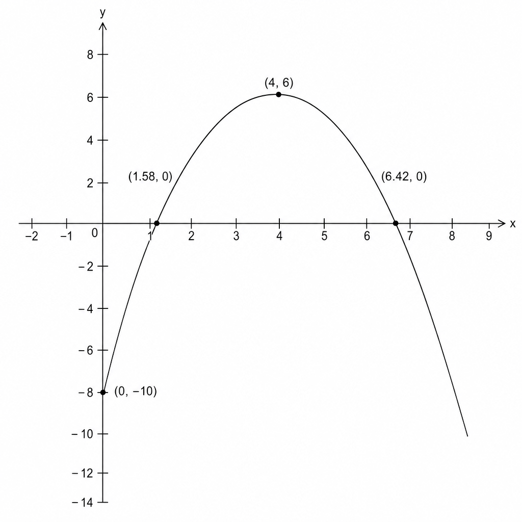 Graph of the parabola y = 8x - x^2 - 10