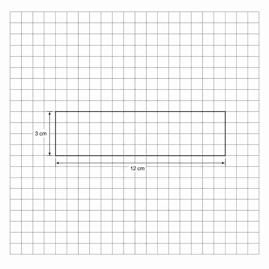 A centimetre grid for drawing a rectangle.