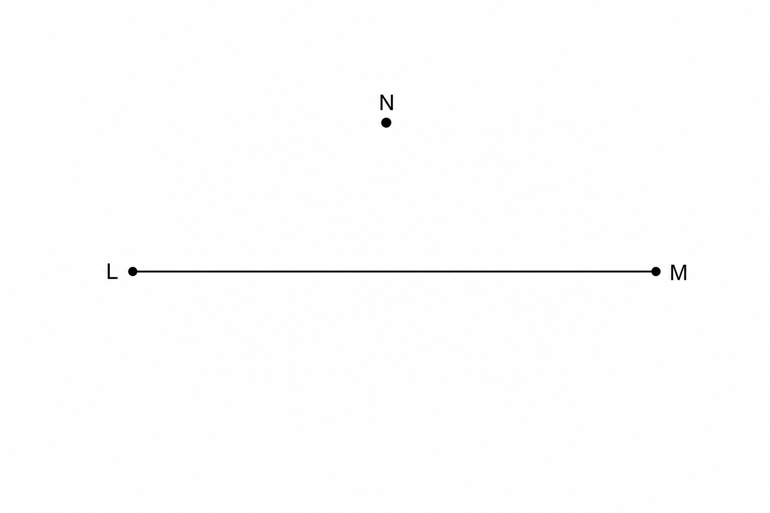 A diagram showing a line segment LM and a point N.