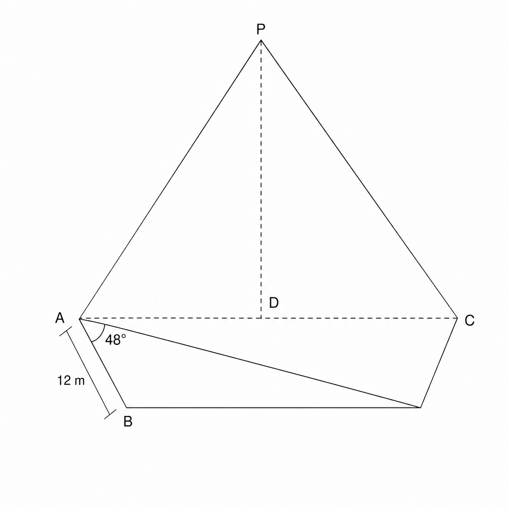Diagram of a square-based pyramid PABCD.