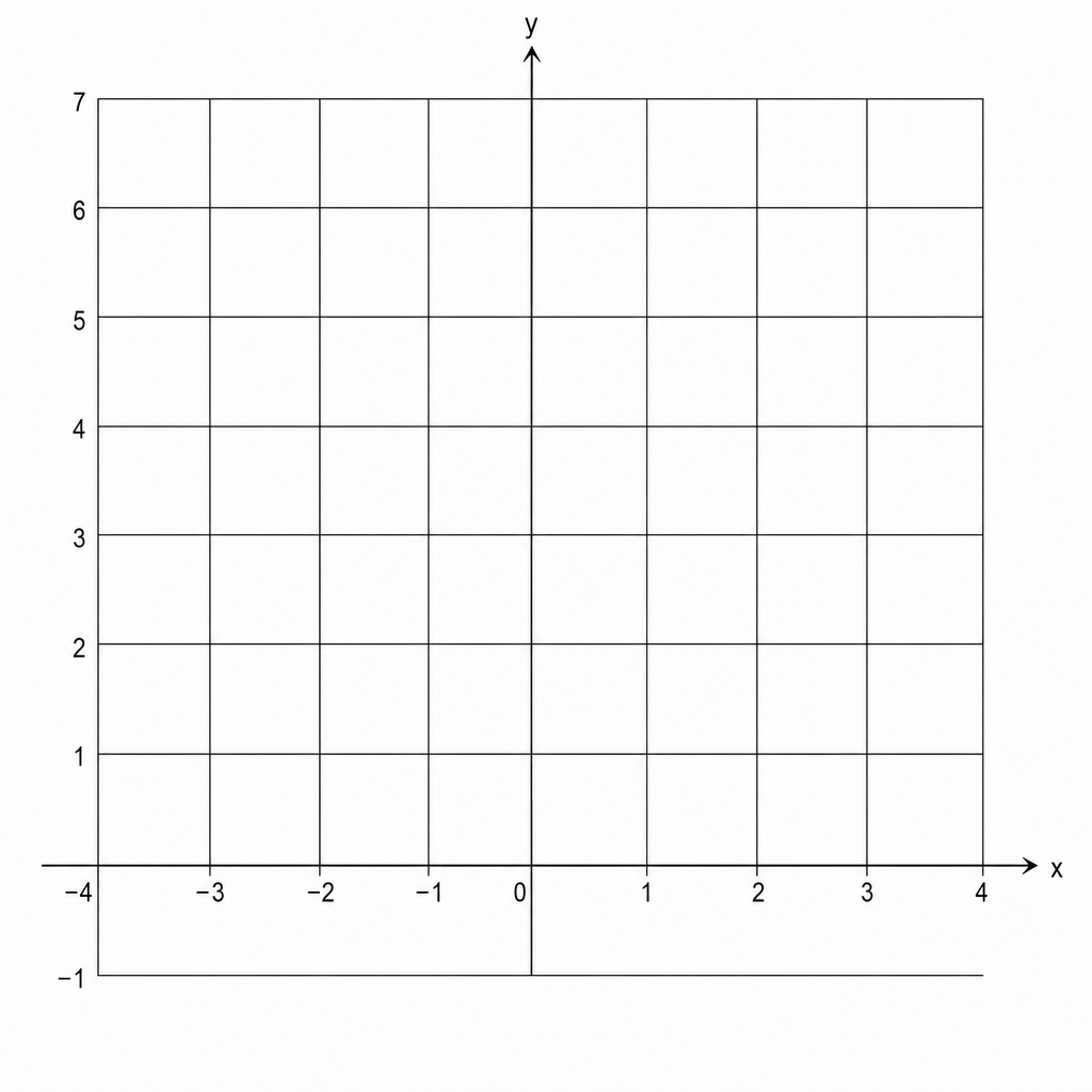 A coordinate grid for drawing the graph of y = x + 3.