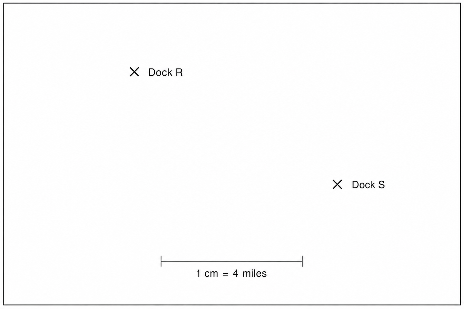 A diagram showing two docks, Dock R and Dock S, marked with 'x'.