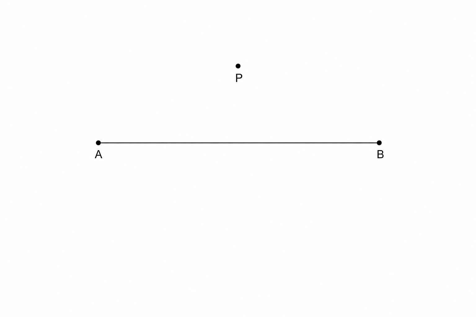 Diagram for Question 5 showing a horizontal line segment AB and a point P.