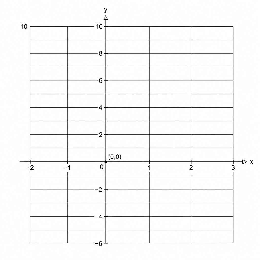 A coordinate grid for drawing the graph of y = 3x + 1.