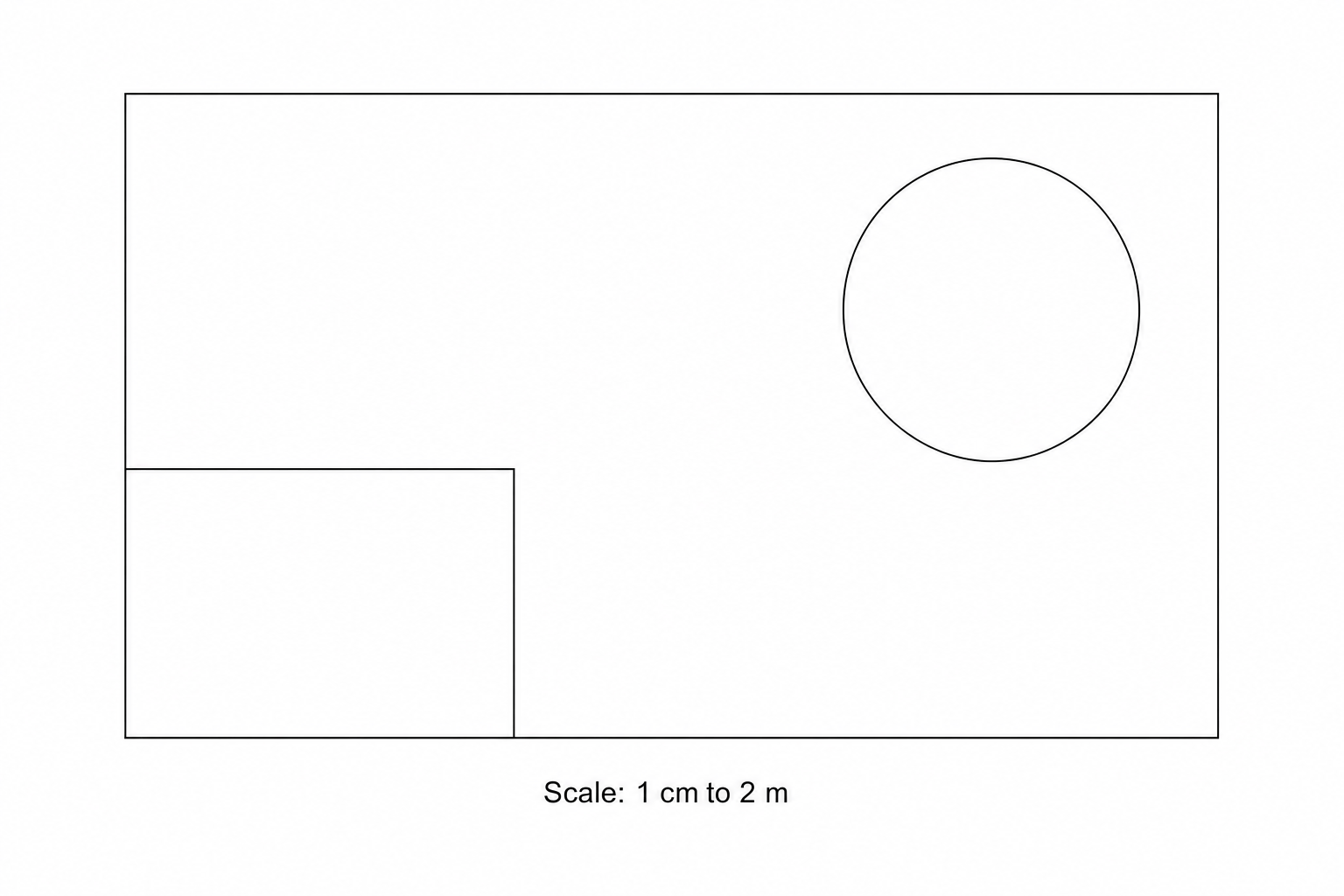 A scale drawing of a garden.