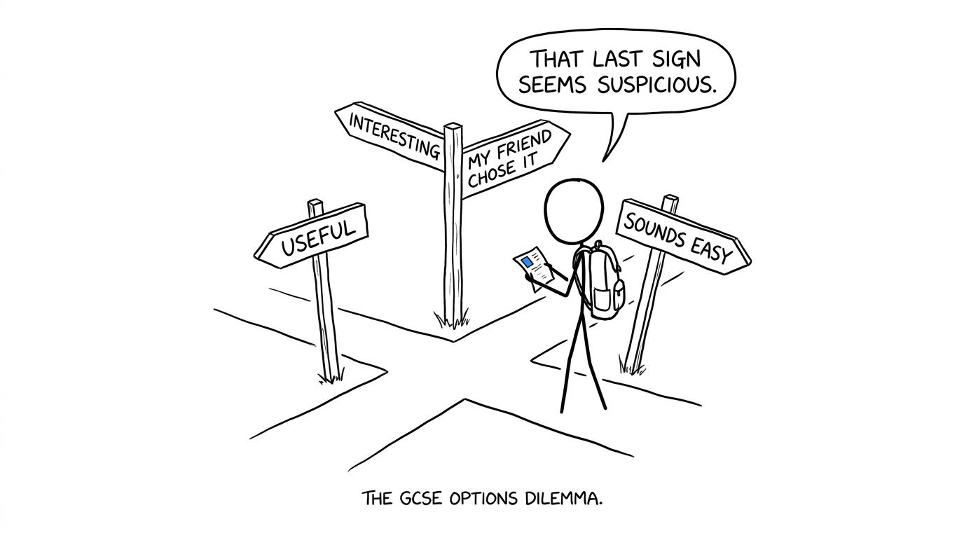 A student encounters some suspicious reasons for choosing a GCSE option