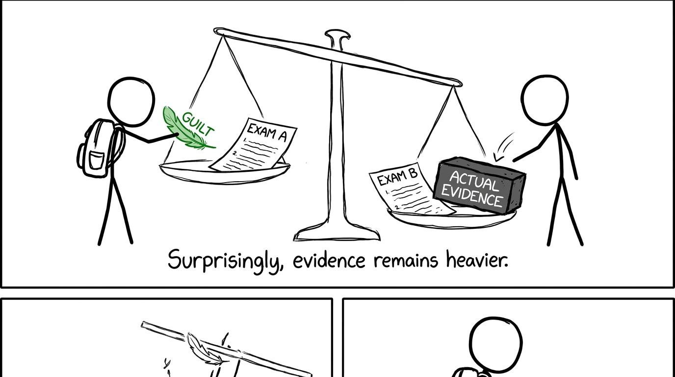 Evidence outweighs guilt on a student's decision scale