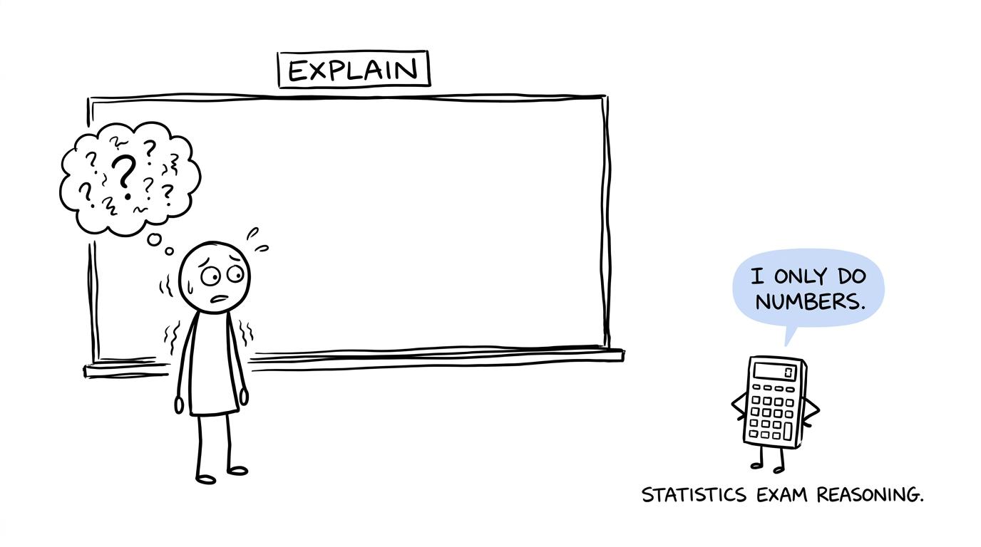 A student discovers that a calculator cannot write an explanation