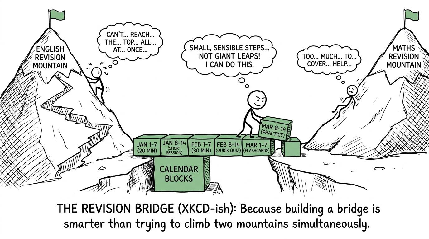A student builds a sensible revision bridge between English and maths
