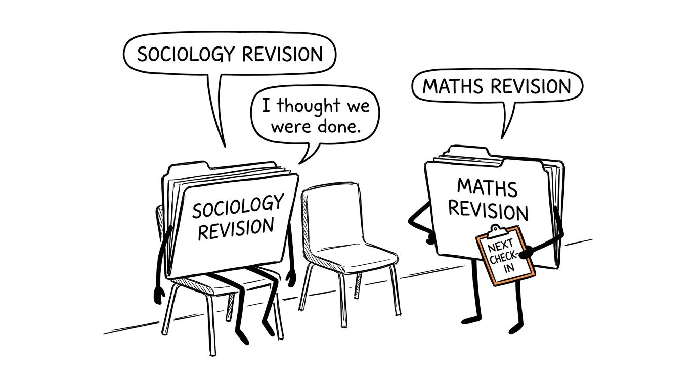 Sociology and Maths folders negotiate their next revision check-in