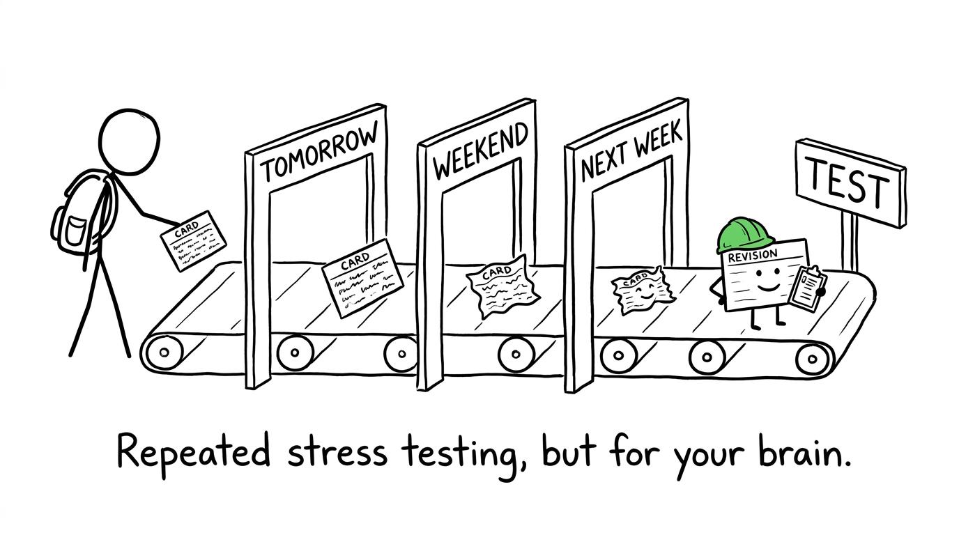 A revision card becoming more confident after repeated memory checks