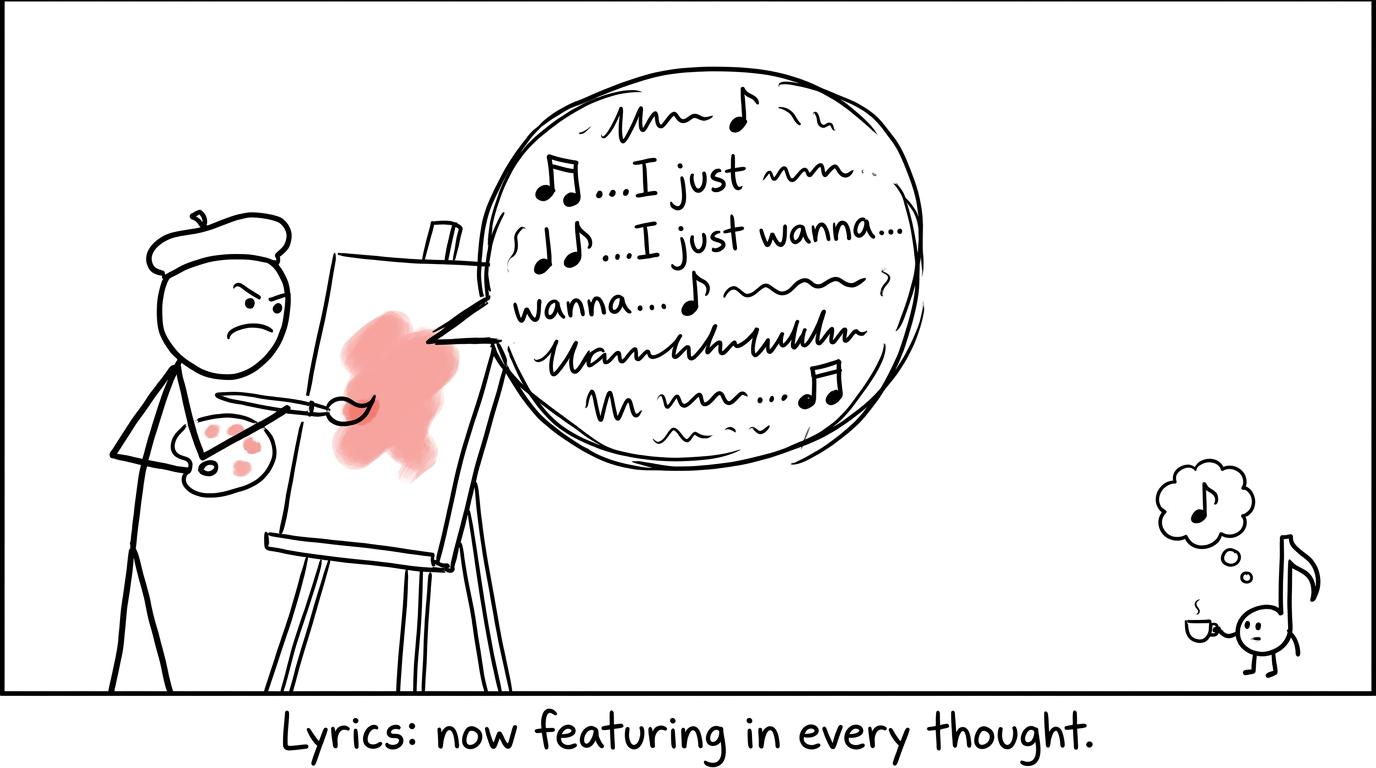 Song lyrics attempting to take over an art revision session