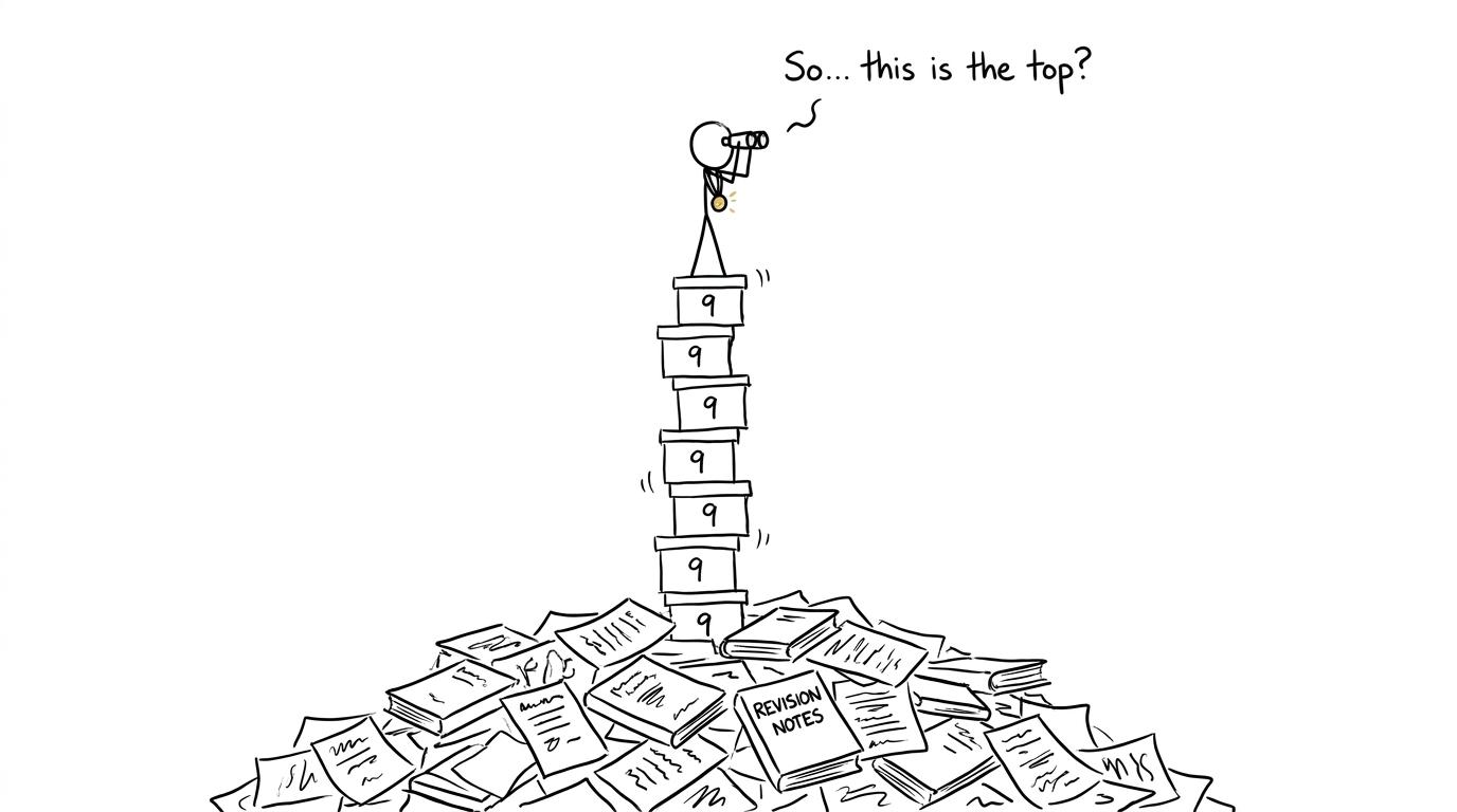 A student discovers that the top GCSE grade still comes with a mountain of revision