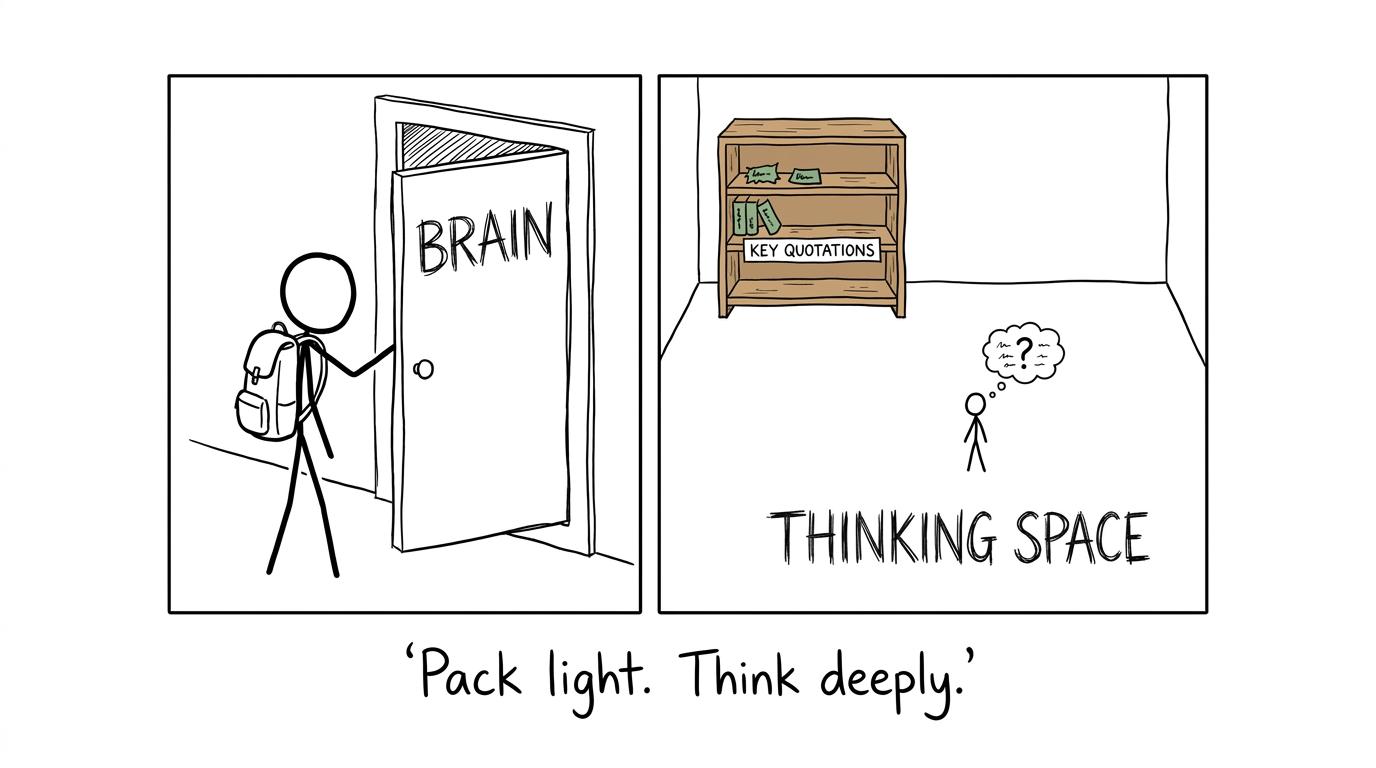 A student's brain keeps a small quotation shelf and leaves plenty of room for thinking