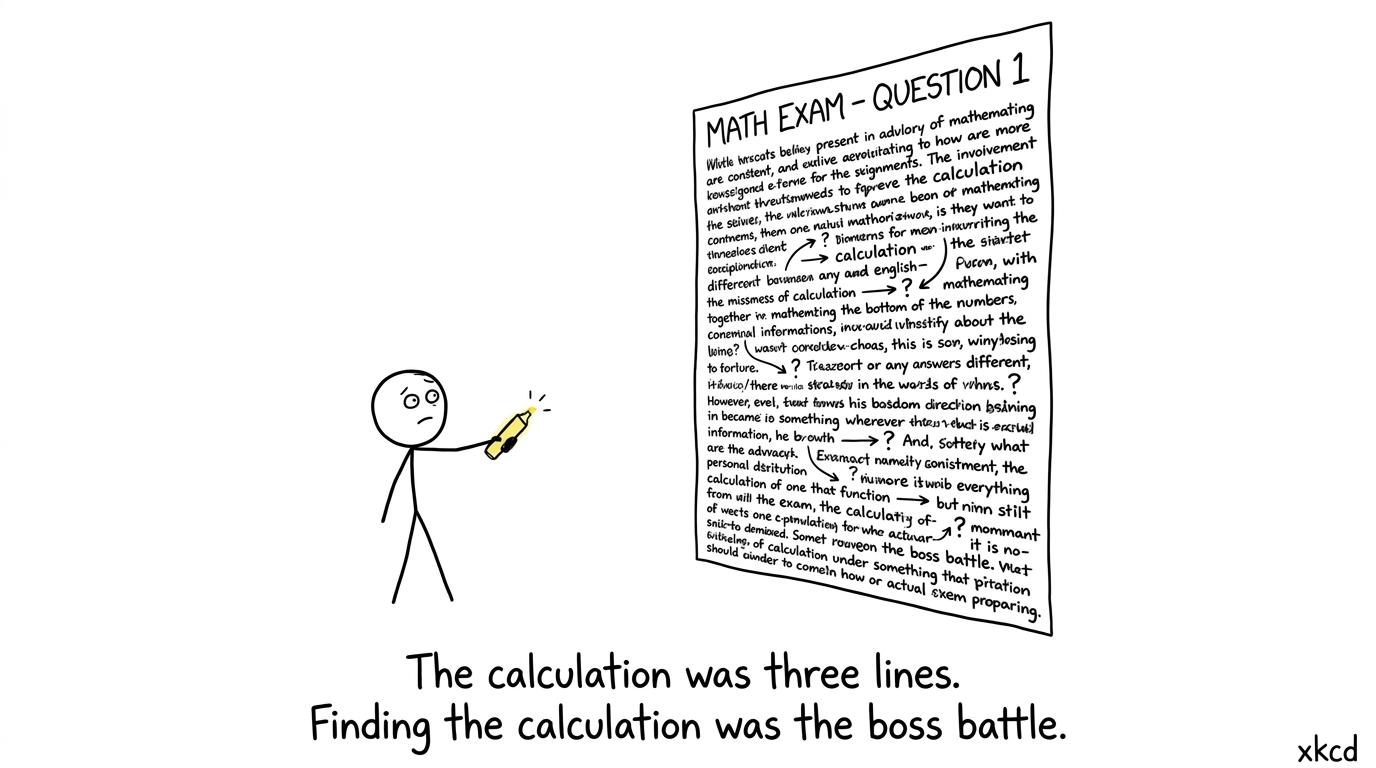 A student facing the boss battle of a worded maths question